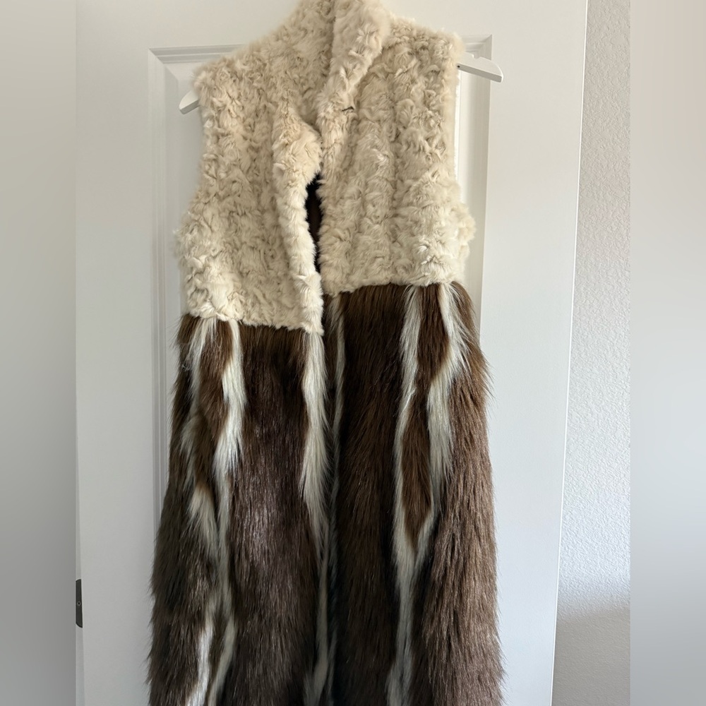 Bebe faux fur long vest jacket xs